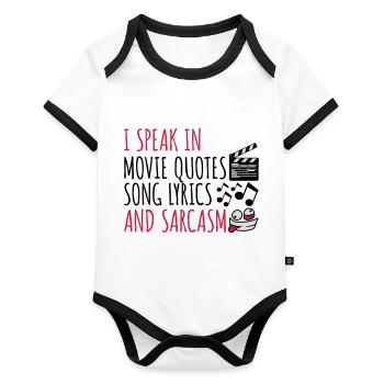 speak lyrics and sarcasm - Organic Baby Contrasting Bodysuit - white/black  - Front