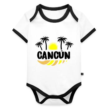 Cancun - Body Bébé bio contrasté manches courtes - blanc/noir  - Devant