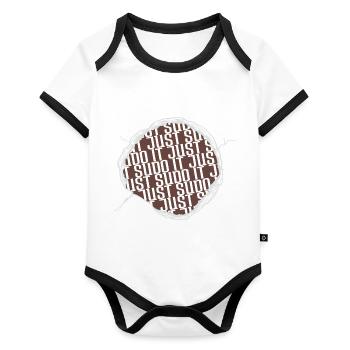 happy computer programming profession present idea - Baby Bio-Kurzarm-Kontrastbody - Weiß/Schwarz  - Vorne