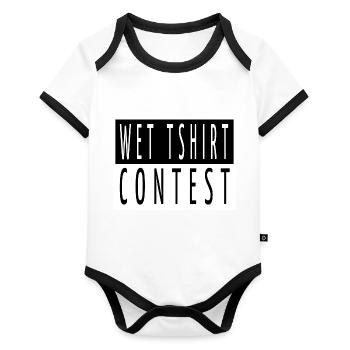 Black Pet Cat Butt Tshirts Cat Owner Gift Idea - Body Bébé bio contrasté manches courtes - blanc/noir  - Devant