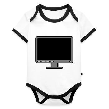 Icône Logo Écran d’ordinateur - Body Bébé bio contrasté manches courtes - blanc/noir  - Devant