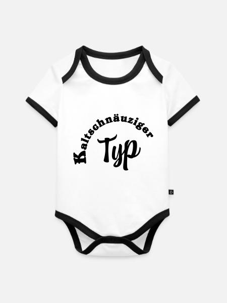 Kaltschnäuziger Typ - Baby Bio-Kurzarm-Kontrastbody - Weiß/Schwarz