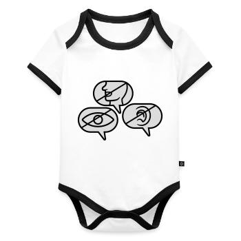 Don't see Speak Hear - Organic Baby Contrasting Bodysuit - white/black  - Front