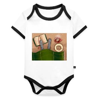 Perfekter Tag - Baby Bio-Kurzarm-Kontrastbody - Weiß/Schwarz  - Vorne