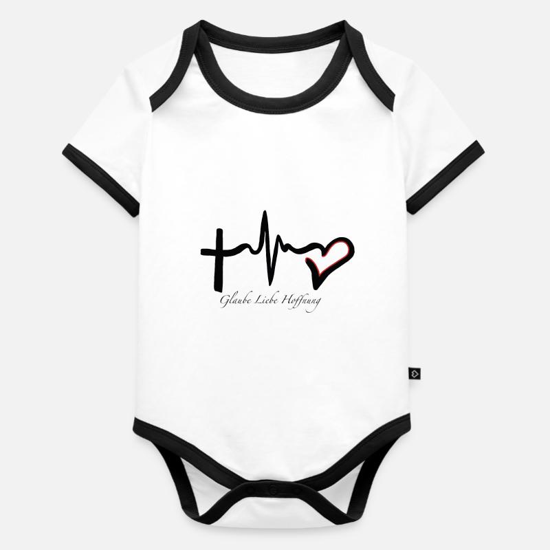 Foi Amour Espérance - Body Bébé bio contrasté manches courtes - blanc/noir 