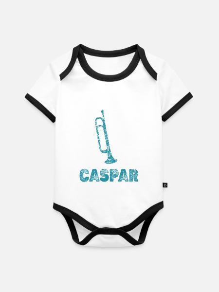 Blasmusik Caspar - Baby Bio-Kurzarm-Kontrastbody - Weiß/Schwarz