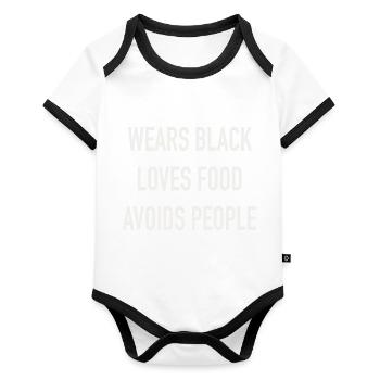 Wears black - Organic Baby Contrasting Bodysuit - white/black  - Front