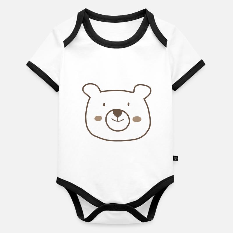 Teddy - Body Bébé bio contrasté manches courtes - blanc/noir 