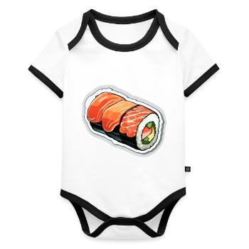 Rouleau de sushi - Body Bébé bio contrasté manches courtes - blanc/noir  - Devant