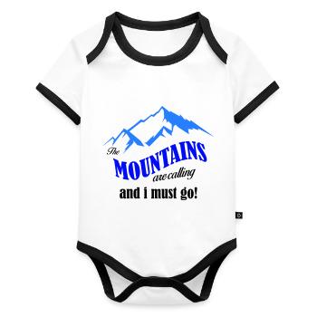 mountains are calling copy - Organic Baby Contrasting Bodysuit - white/black  - Front