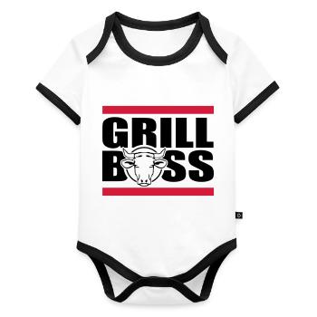 grill - Organic Baby Contrasting Bodysuit - white/black  - Front