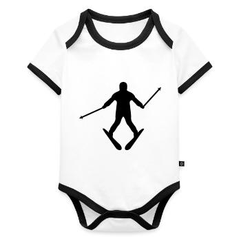 Ski - Body Bébé bio contrasté manches courtes - blanc/noir  - Devant