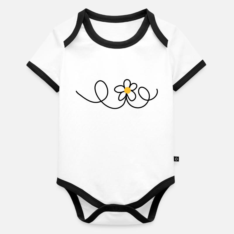fleur - Body Bébé bio contrasté manches courtes - blanc/noir 