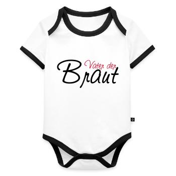 vater_der_braut - Baby Bio-Kurzarm-Kontrastbody - Weiß/Schwarz  - Vorne