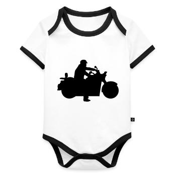 faire de la moto - Body Bébé bio contrasté manches courtes - blanc/noir  - Devant