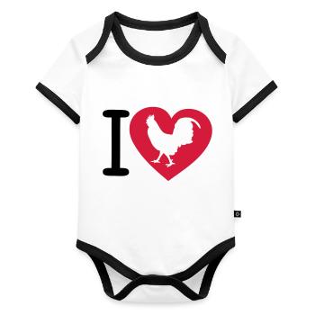 i love cock crew france1 - Organic Baby Contrasting Bodysuit - white/black  - Front