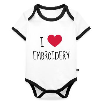 Embroidery Stickerei Broderie Embroiderer Brodeuse - Organic Baby Contrasting Bodysuit - white/black  - Front