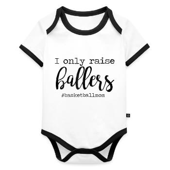 Femmes I Only Raise Ballers Basketball Mom Mothers - Body Bébé bio contrasté manches courtes - blanc/noir  - Devant
