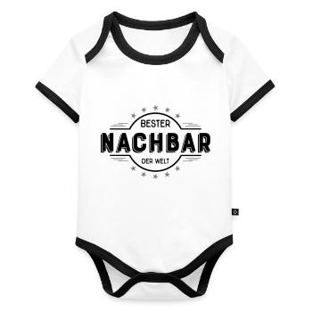 Nachbar - Baby Bio-Kurzarm-Kontrastbody - Weiß/Schwarz  - Vorne