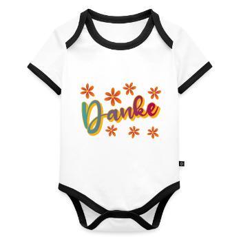Danke - Baby Bio-Kurzarm-Kontrastbody - Weiß/Schwarz  - Vorne