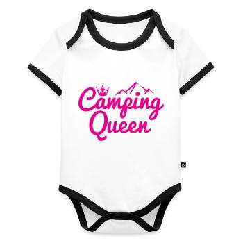 Camping Queen Krone Berg - Body Bébé bio contrasté manches courtes - blanc/noir  - Devant