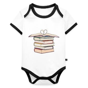 Stack drawing of | books Drawing Books - Organic Baby Contrasting Bodysuit - white/black  - Front