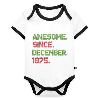 Awesome Since December Christmas Ave 1975 - Organic Baby Contrasting Bodysuit - white/black  - Front