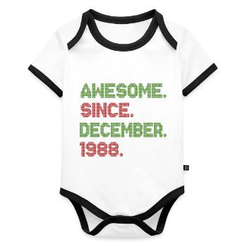 Awesome Since December Christmas Ave 1988 - Organic Baby Contrasting Bodysuit - white/black  - Front