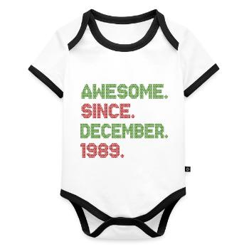 Awesome Since December 1989 Christmas Ave - Organic Baby Contrasting Bodysuit - white/black  - Front