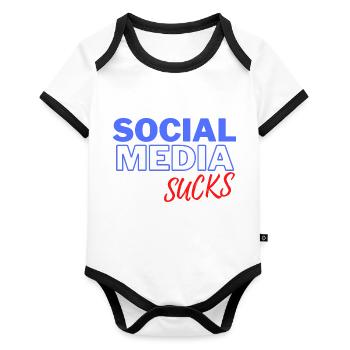 Social Media Sucks - Organic Baby Contrasting Bodysuit - white/black  - Front