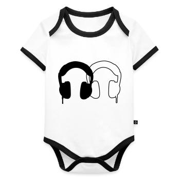 Headphones - Organic Baby Contrasting Bodysuit - white/black  - Front
