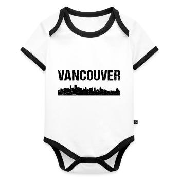 Vancouver Skyline - Organic Baby Contrasting Bodysuit - white/black  - Front