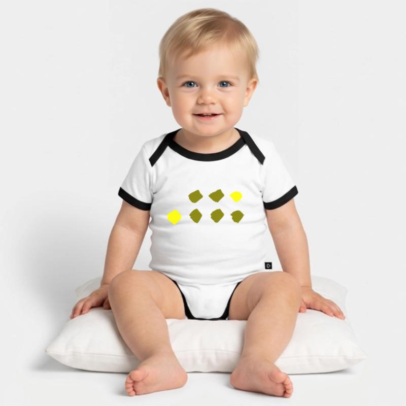Plaid Pattern - Dots Pattern Organic Baby Contrasting Bodysuit