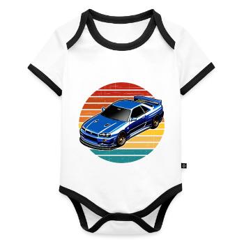 Jdm / Tuning / Turbocompresseur / Jantes / Chiptuning - Body Bébé bio contrasté manches courtes - blanc/noir  - Devant