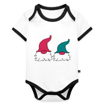 Eichsfelderlandkind - Baby Bio-Kurzarm-Kontrastbody - Weiß/Schwarz  - Vorne