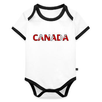Canada Flag - Organic Baby Contrasting Bodysuit - white/black  - Front