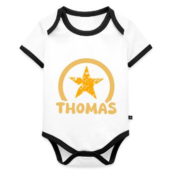 Thomas - Baby Bio-Kurzarm-Kontrastbody - Weiß/Schwarz  - Vorne