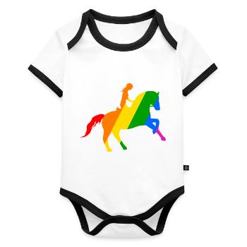 Equestrian sport: Freedom in the saddle - Organic Baby Contrasting Bodysuit - white/black  - Front