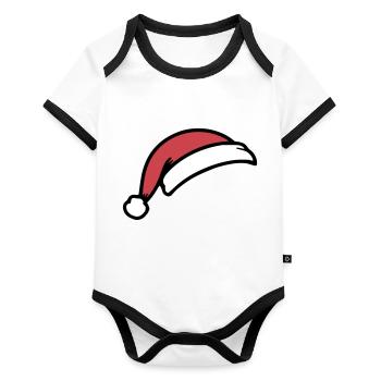 Chapeau de Père Noël - Body Bébé bio contrasté manches courtes - blanc/noir  - Devant