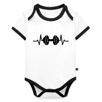 Battement de cœur de forme physique - Body Bébé bio contrasté manches courtes - blanc/noir  - Devant
