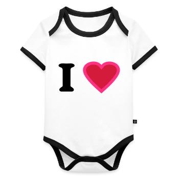 i love - Body Bébé bio contrasté manches courtes - blanc/noir  - Devant