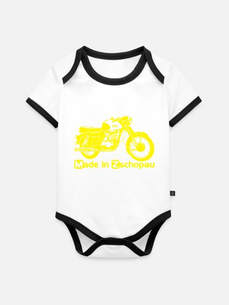 MZ ETS 250 - Baby Bio-Kurzarm-Kontrastbody - Weiß/Schwarz 