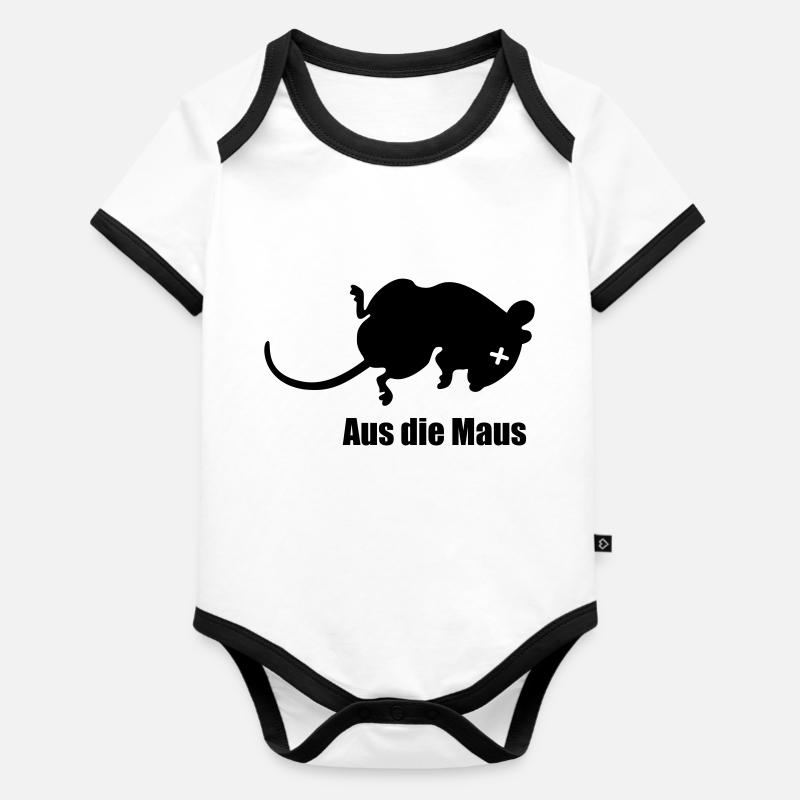 De la souris - Body Bébé bio contrasté manches courtes - blanc/noir 
