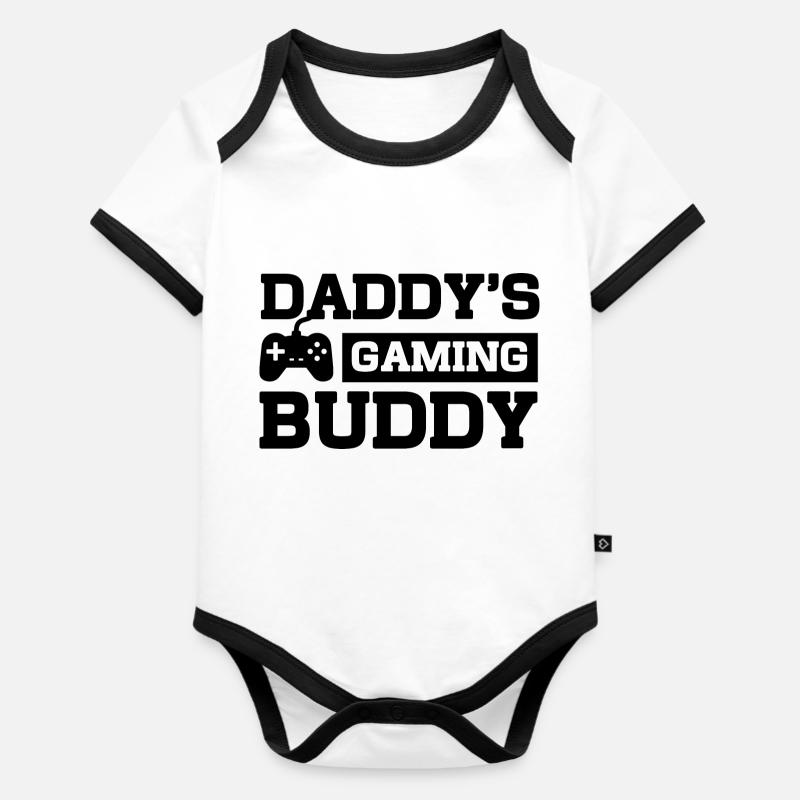 Daddy's Gaming Buddy - Body Bébé bio contrasté manches courtes - blanc/noir 
