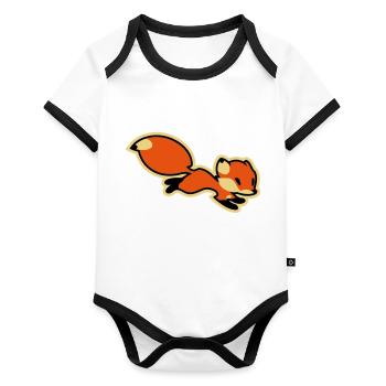Fox - Baby Bio-Kurzarm-Kontrastbody - Weiß/Schwarz  - Vorne