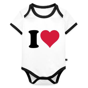 I_love - Body Bébé bio contrasté manches courtes - blanc/noir  - Devant