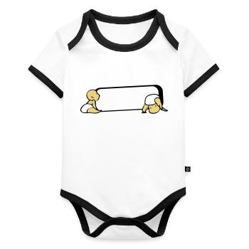 Zwillinge Namensschild - Baby Bio-Kurzarm-Kontrastbody - Weiß/Schwarz  - Vorne