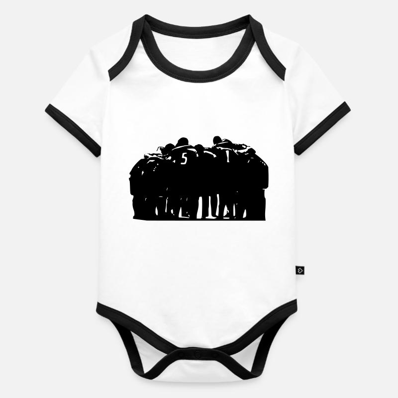 Team - Baby Bio-Kurzarm-Kontrastbody - Weiß/Schwarz 