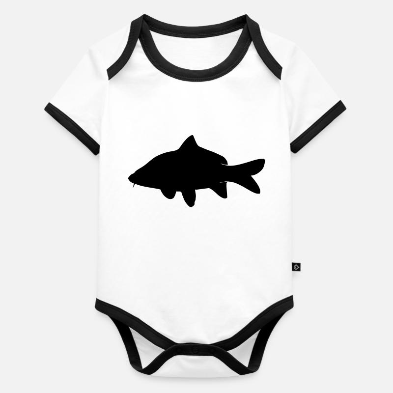 Carp - Baby Bio-Kurzarm-Kontrastbody - Weiß/Schwarz 