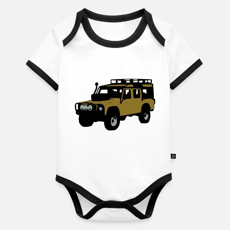 Offroader - Baby Bio-Kurzarm-Kontrastbody - Weiß/Schwarz